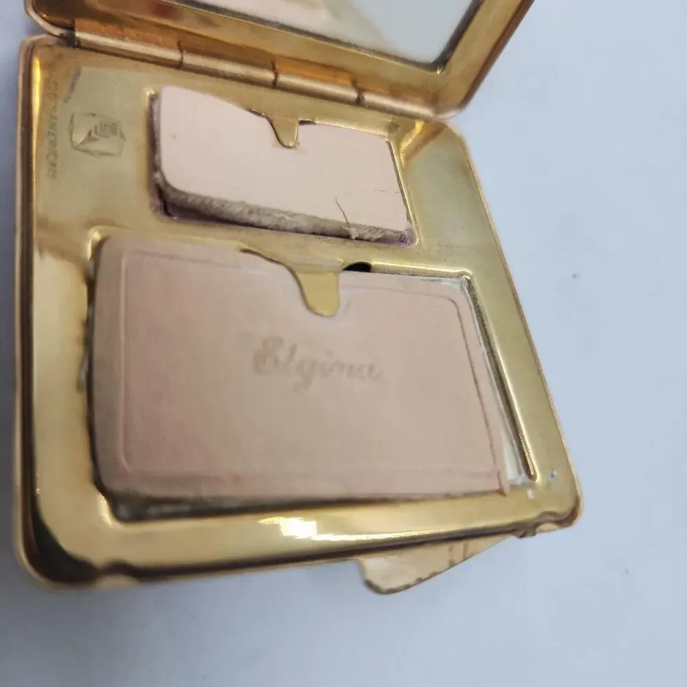 Vintage Elgin Silhouette Lady Powder Compact Mirror Original Makeup Art Deco